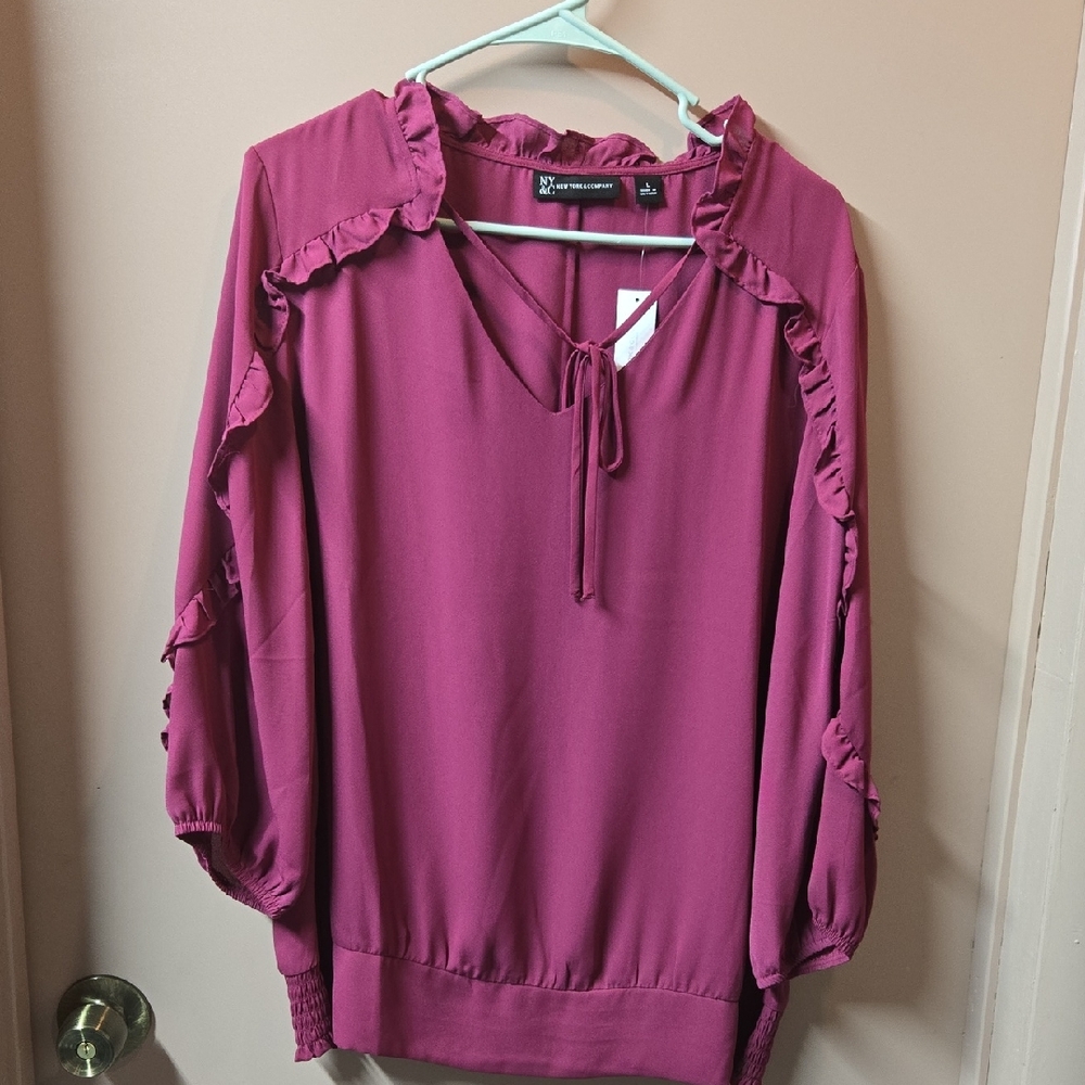 Women's Ruffled Pink Blouse